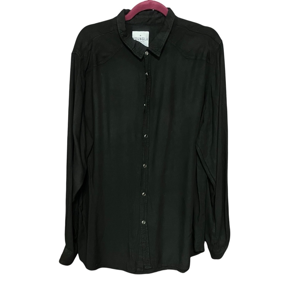 Youngla LA Black Soft Button Down Casual Shirt Size‎ XXL Minimalist Comfort